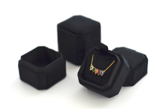 Black Square Velvet Necklace Box