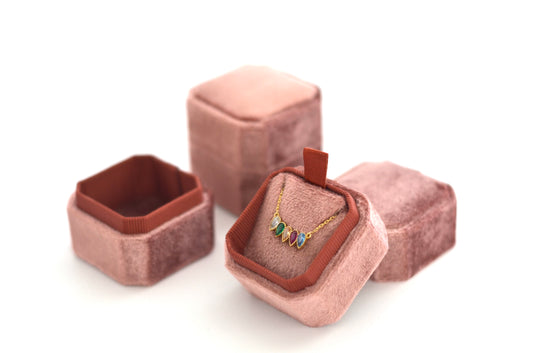 Mauve Pink Square Velvet Necklace Box