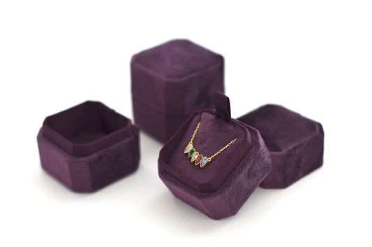 Purple Square Velvet Necklace Box
