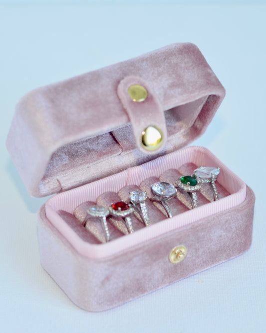 Pink ,Minimal Velvet Ring Box,Personalized Ring Box, Jewelry Organizer
