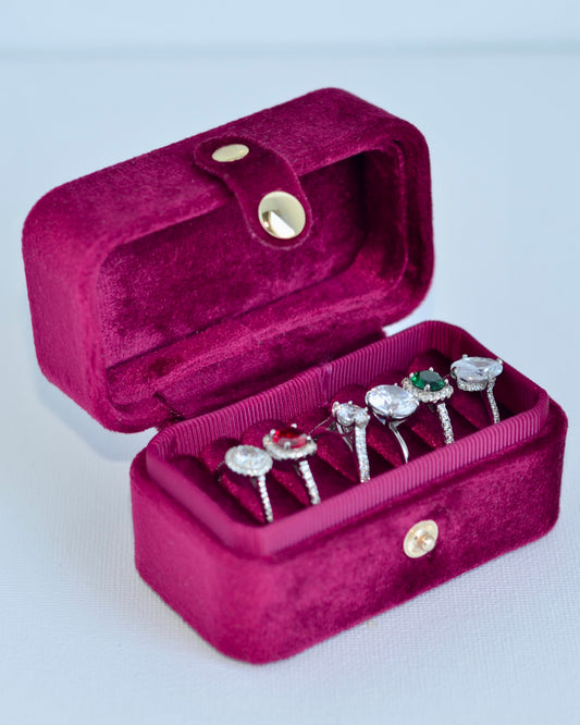 Cherry Red ,Minimal Velvet Ring Box,Personalized Ring Box, Jewelry Organizer