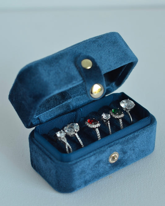 Navy Blue ,Minimal Velvet Ring Box,Personalized Ring Box, Jewelry Organizer