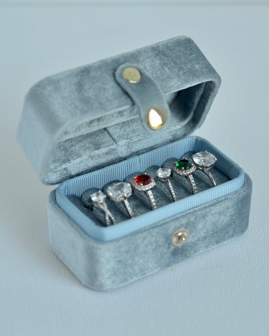 Pastel Blue, Minimal Velvet Ring Box,Personalized Ring Box, Jewelry Organizer