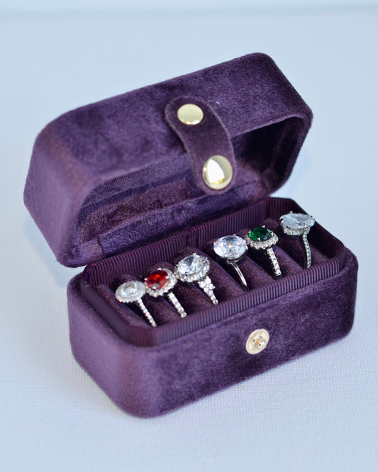 Purple ,Minimal Velvet Ring Box,Personalized Ring Box, Jewelry Organizer