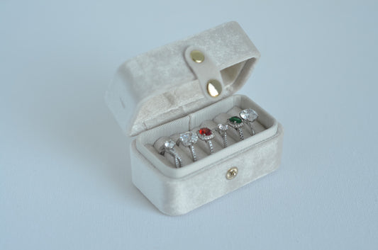 Ivory, Minimal Velvet Ring Box,Personalized Ring Box, Jewelry Organizer