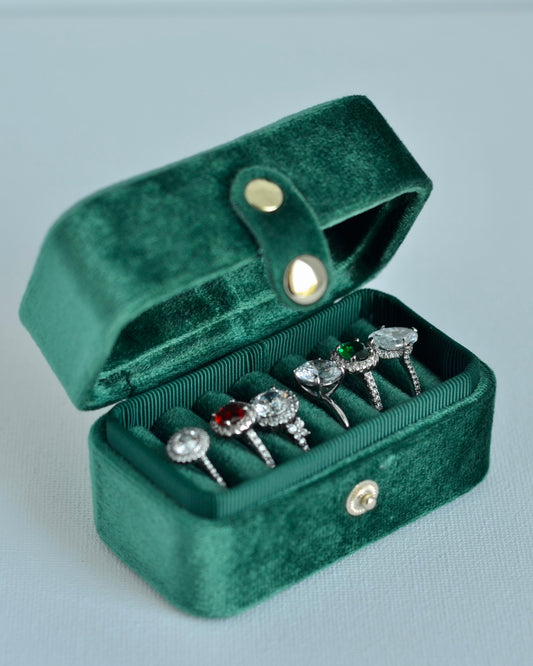 Dark Emerald ,Minimal Velvet Ring Box,Personalized Ring Box, Jewelry Organizer