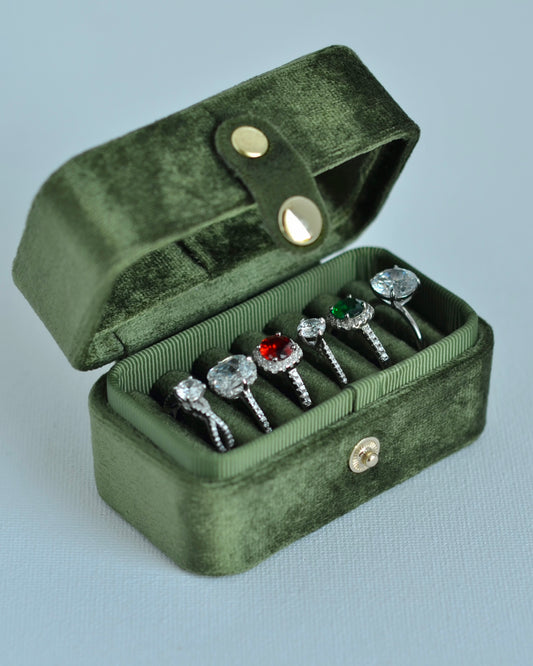 Army Green ,Minimal Velvet Ring Box,Personalized Ring Box, Jewelry Organizer