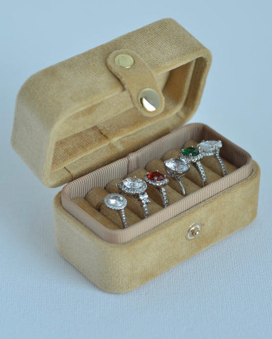 Sand ,Minimal Velvet Ring Box,Personalized Ring Box, Jewelry Organizer