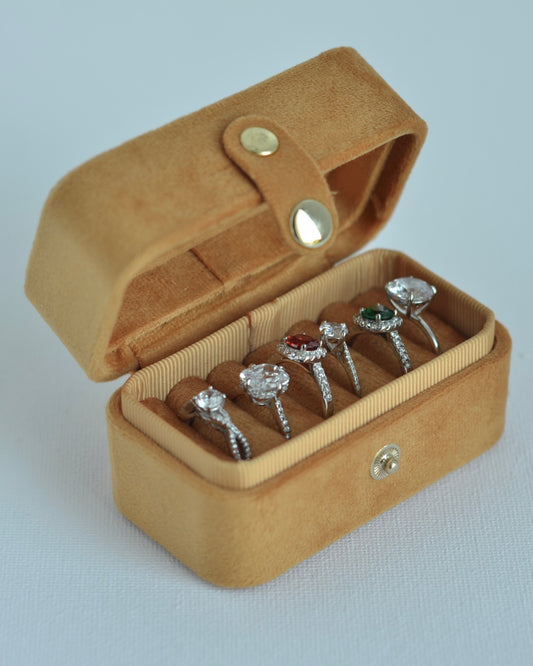 Golden ,Minimal Velvet Ring Box,Personalized Ring Box, Jewelry Organizer