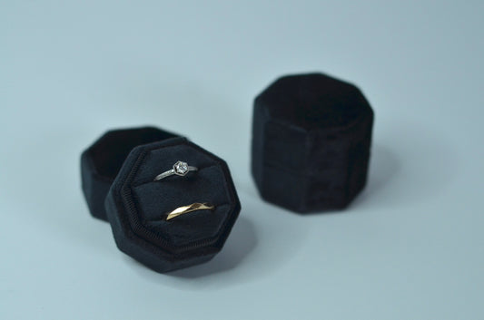 Black Octagon Velvet Wedding Ring Box