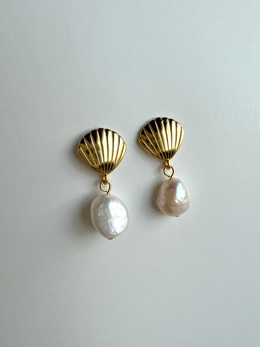 18K Gold Filled Baroque Pearl Drop Dangle Earring,Dainty Earrings,Freshwater Pearl Earrings,Shell Pearl Earrings