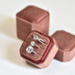 Old Rose Triple Square Octagon Velvet Ring Box, 3-Slot Engagement Ring Box